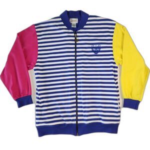 Vintage 90's Janeve Striped Zipper Lightweight Bomber Jacket Size S
